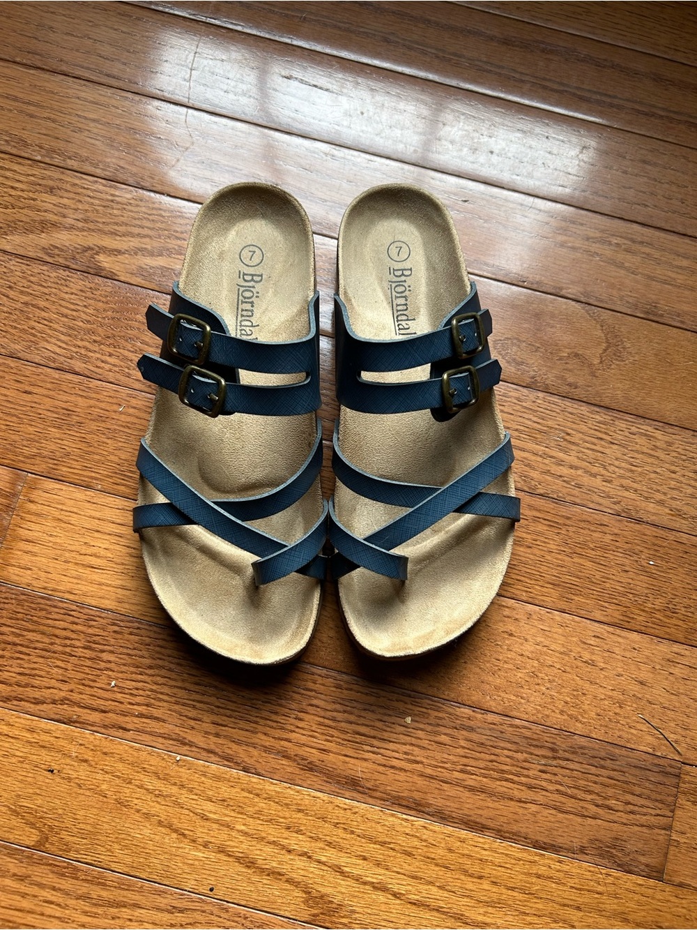 Bjorndal Navy Strappy Buckle Slide Sandals